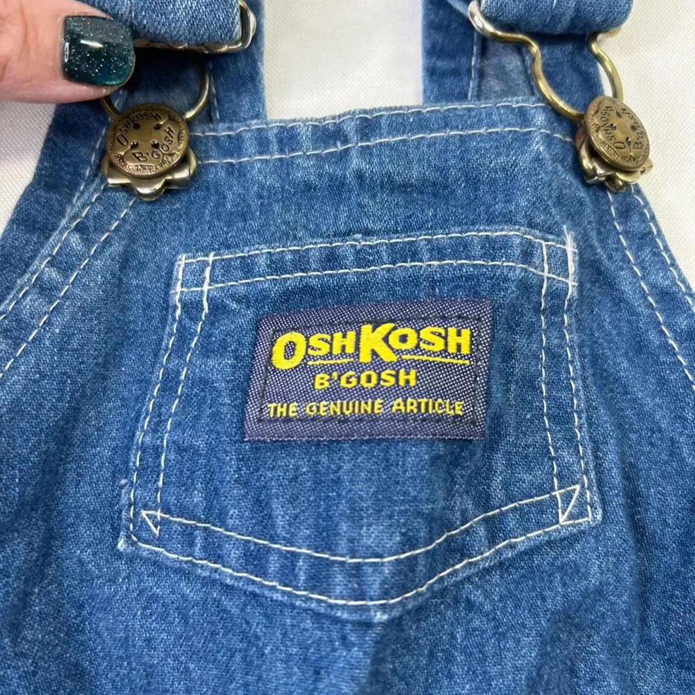 Vintage Oshkosh B'gosh Blue Vestbak Overalls Unisex Baby & Toddler Size 9 Months